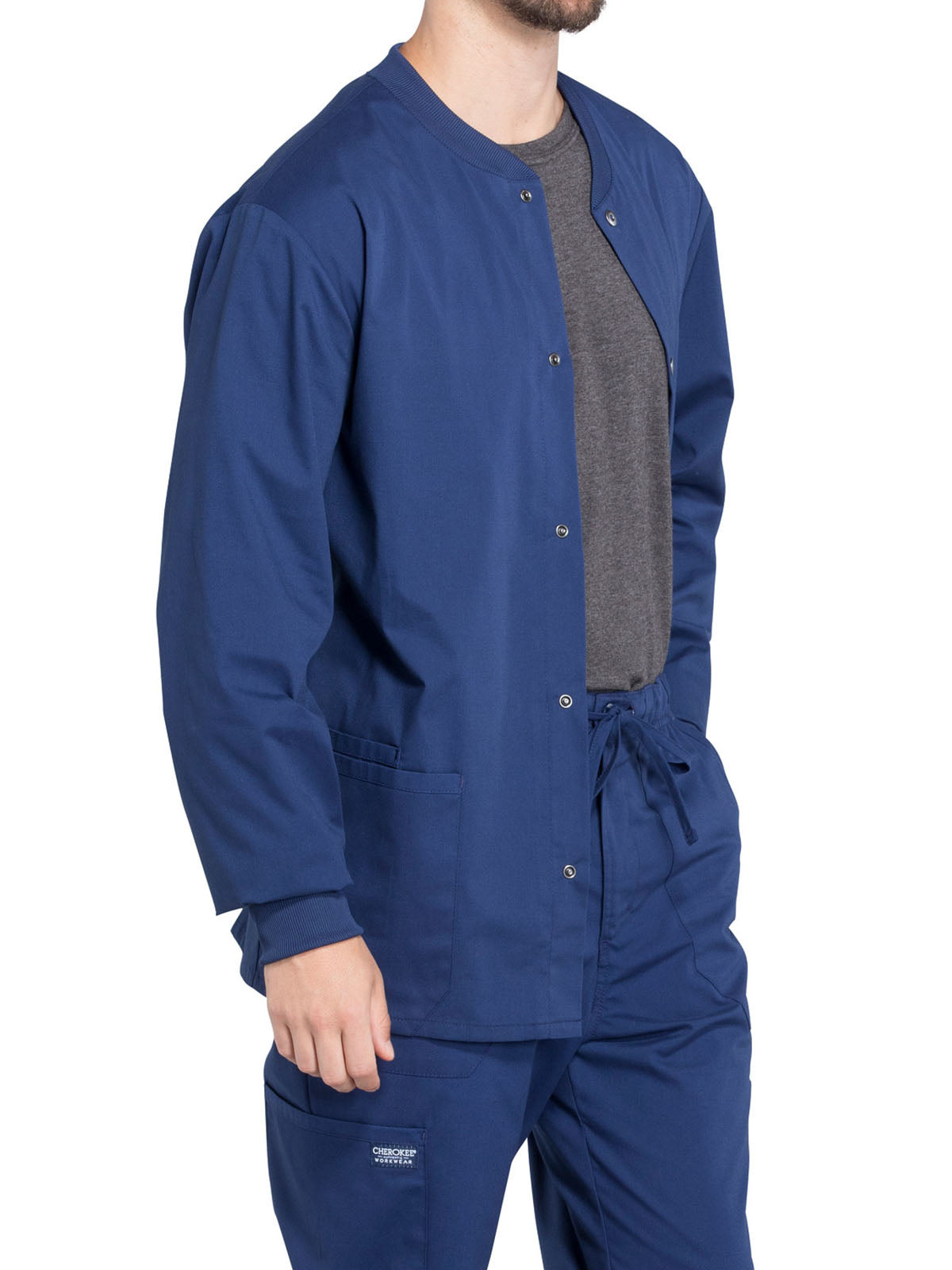 Men's 2-Pocket Snap Front Scrub Jacket