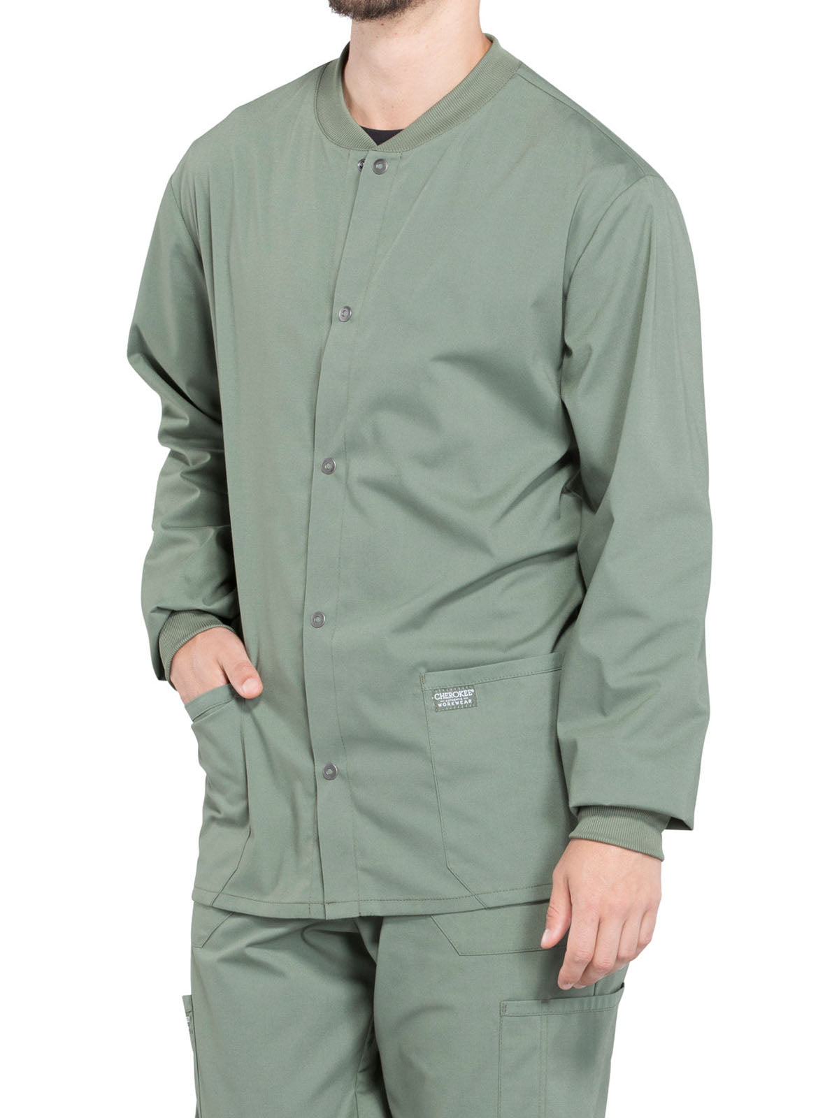 Men's 2-Pocket Snap Front Scrub Jacket