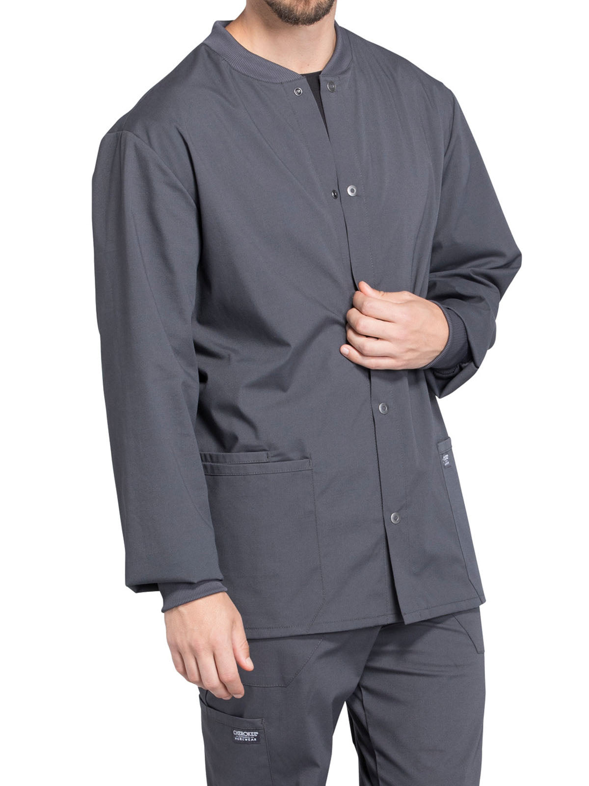 Men's 2-Pocket Snap Front Scrub Jacket