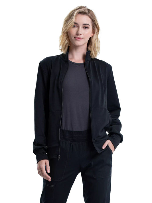 Women's 3-Pocket Zip Front Knit Scrub Jacket