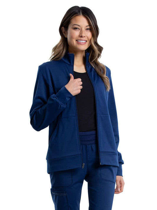 Women's 3-Pocket Zip Front Knit Scrub Jacket