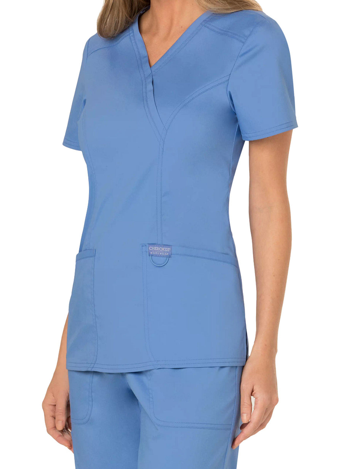 Women's 2-Pocket Mock Wrap Scrub Top