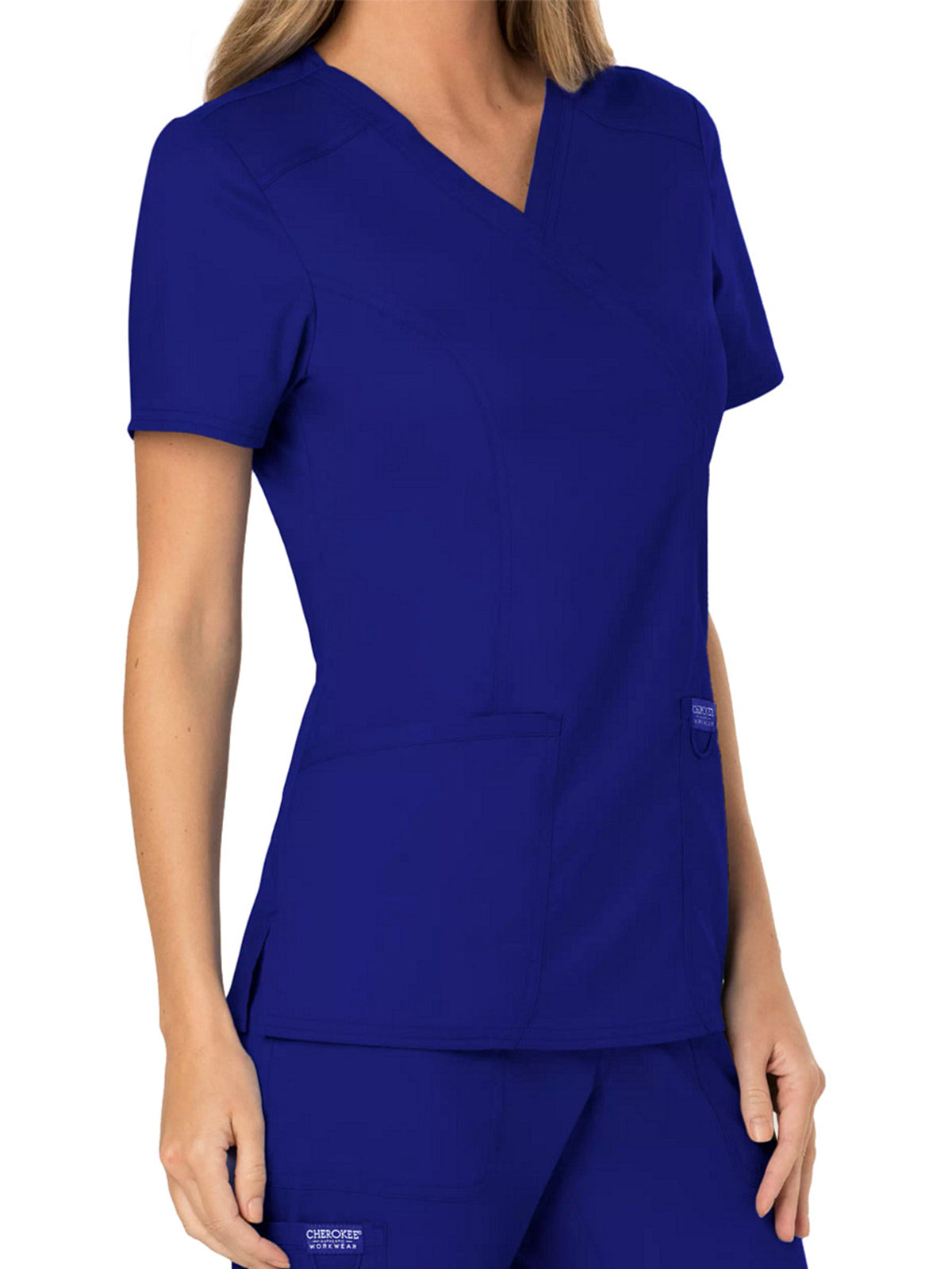 Women's 2-Pocket Mock Wrap Scrub Top