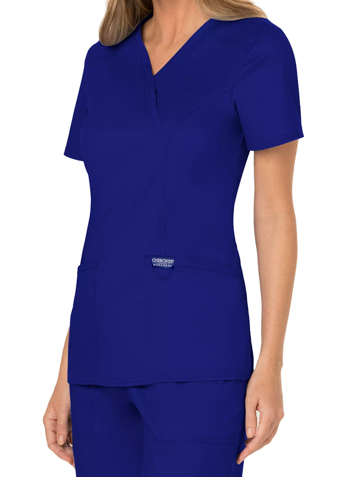 Women's 2-Pocket Mock Wrap Scrub Top