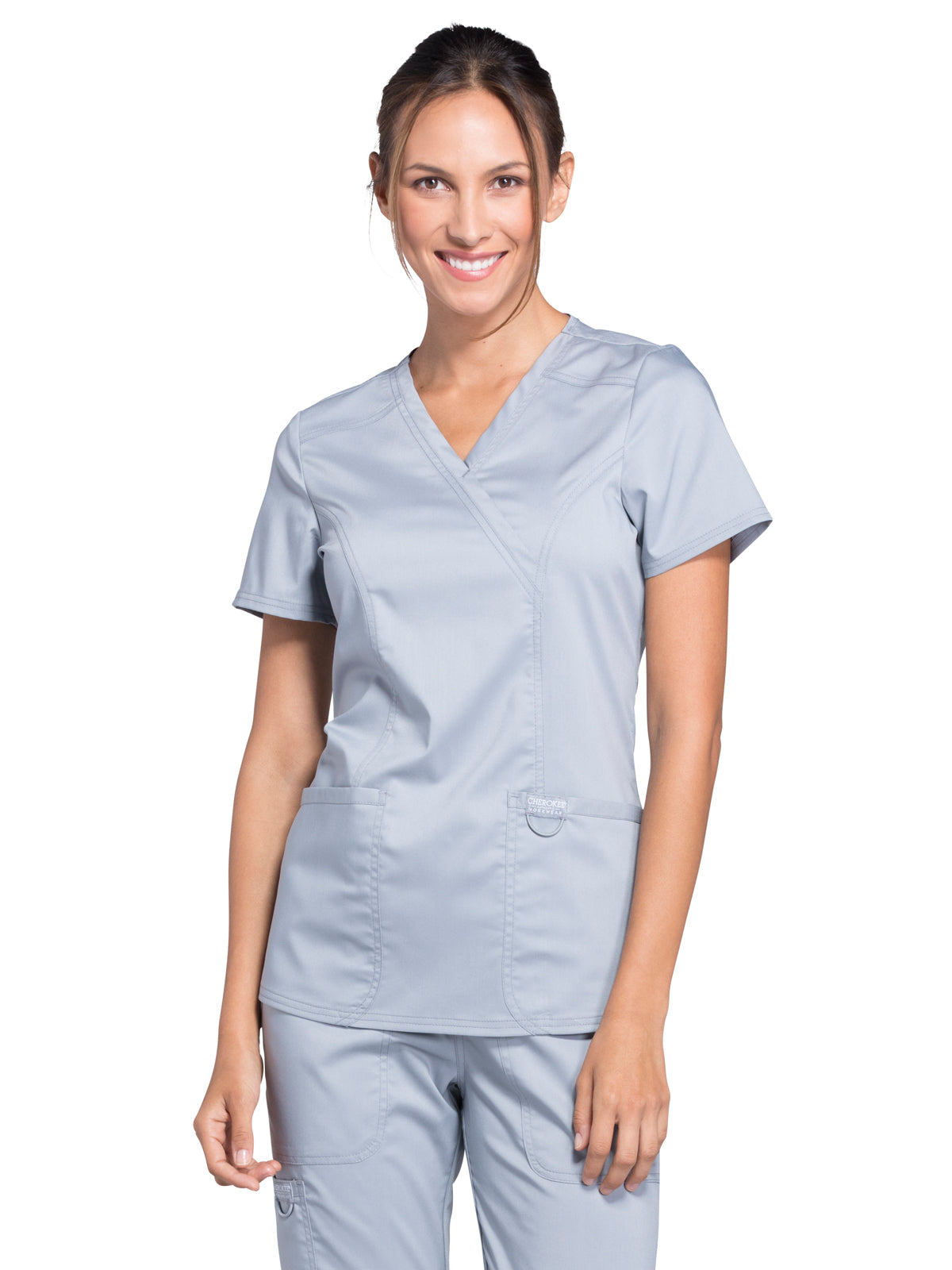 Women's 2-Pocket Mock Wrap Scrub Top