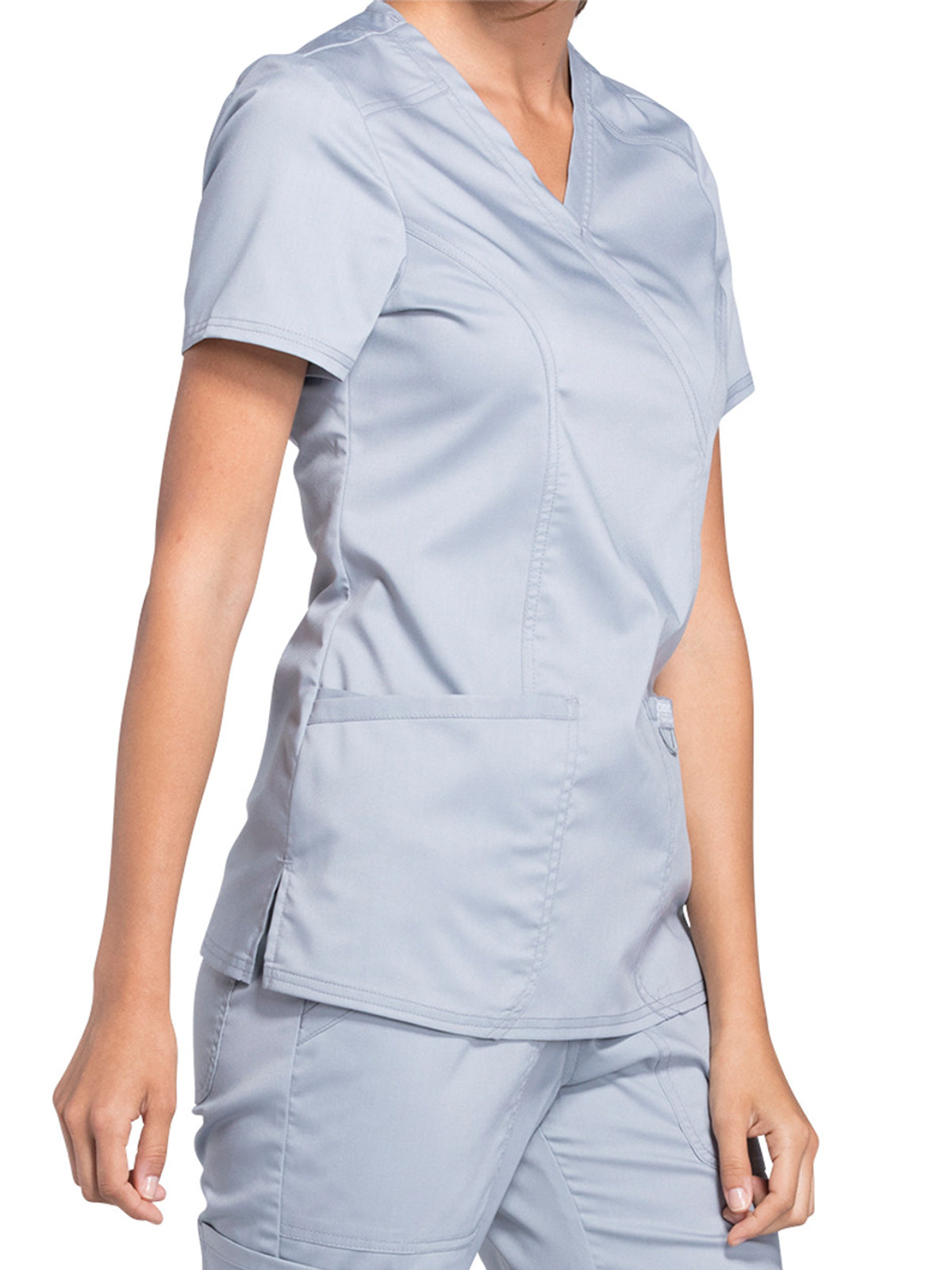 Women's 2-Pocket Mock Wrap Scrub Top