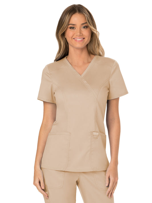 Women's 2-Pocket Mock Wrap Scrub Top