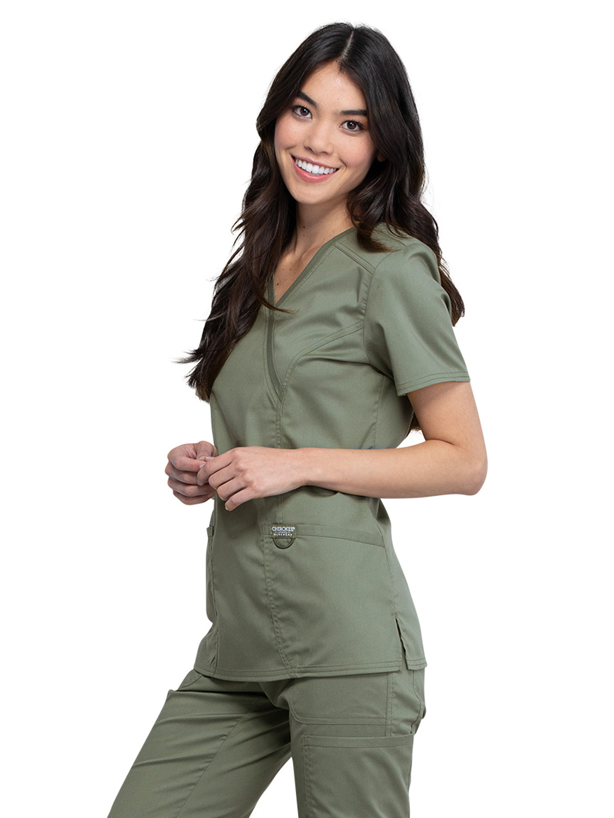 Women's 2-Pocket Mock Wrap Scrub Top