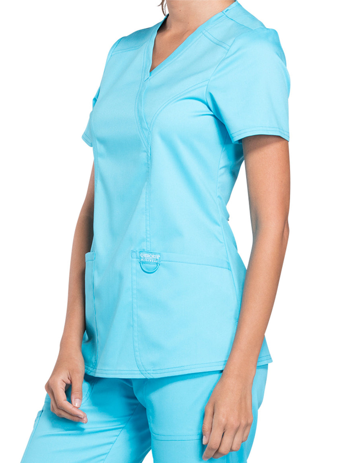 Women's 2-Pocket Mock Wrap Scrub Top