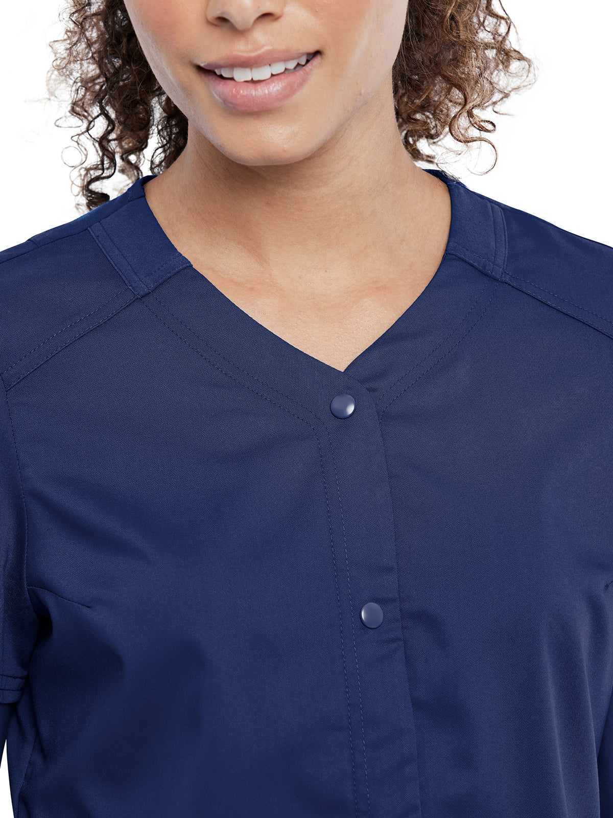 Women's 4-Pocket Snap Front V-Neck Scrub Top