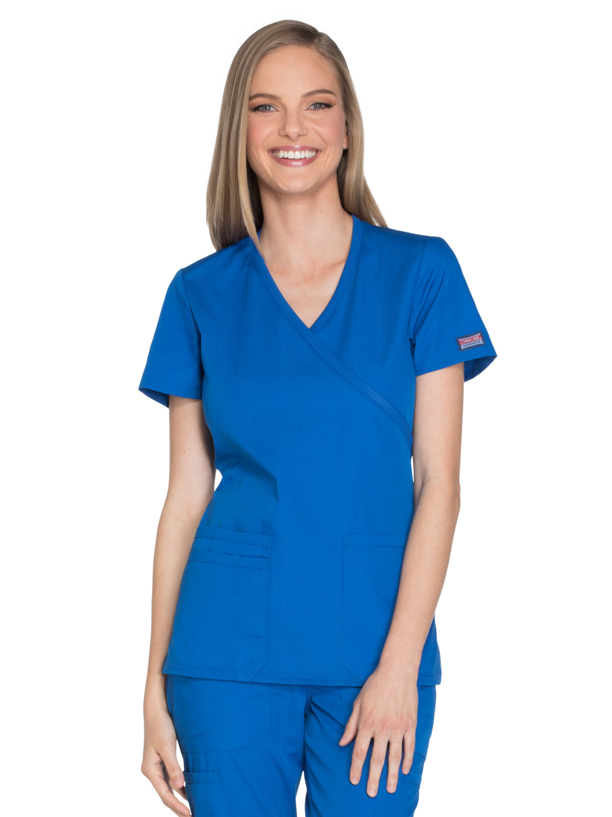 Women's 2-Pocket Mock Wrap Scrub Top