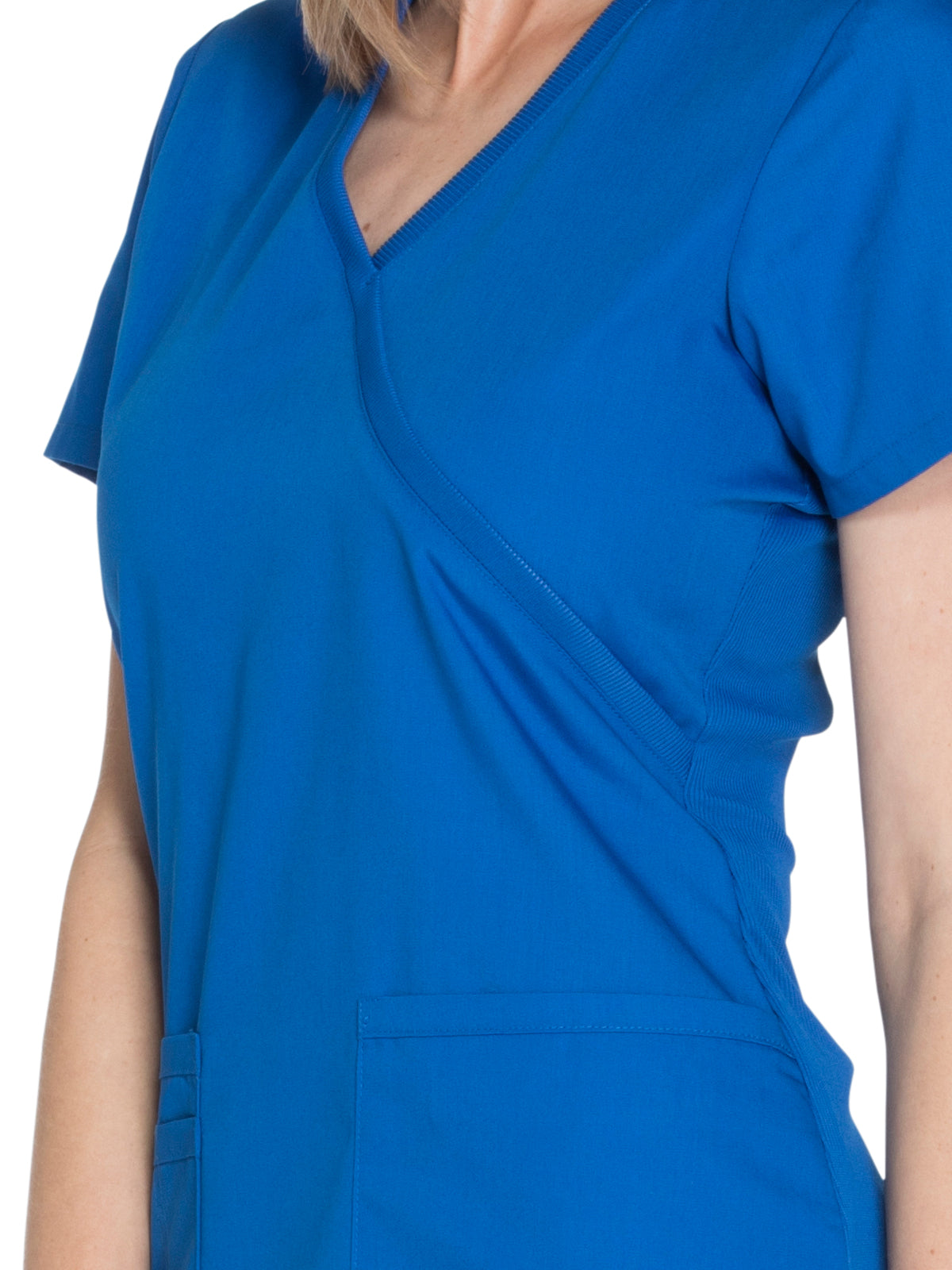 Women's 2-Pocket Mock Wrap Scrub Top