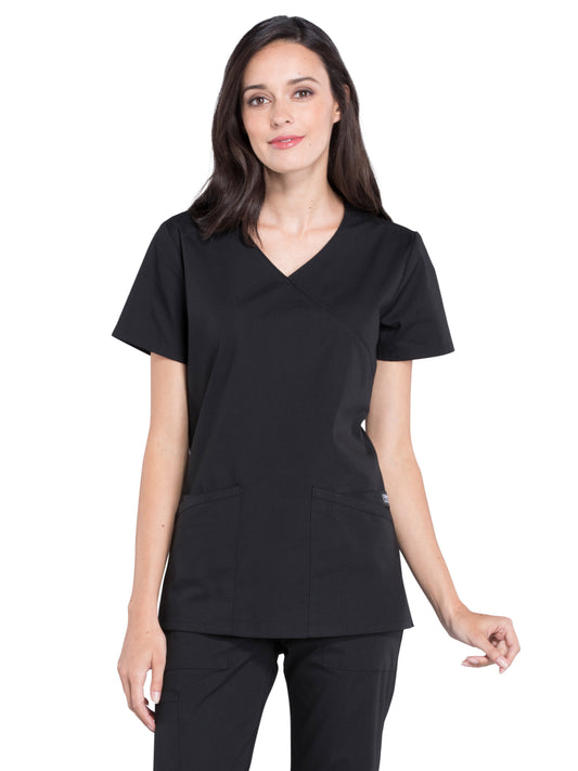 Women's 2-Pocket Mock Wrap Scrub Top