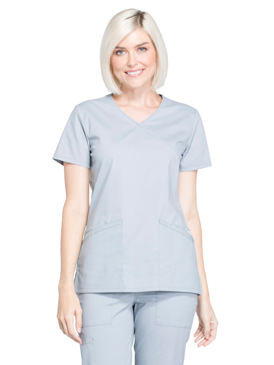 Women's 2-Pocket Mock Wrap Scrub Top