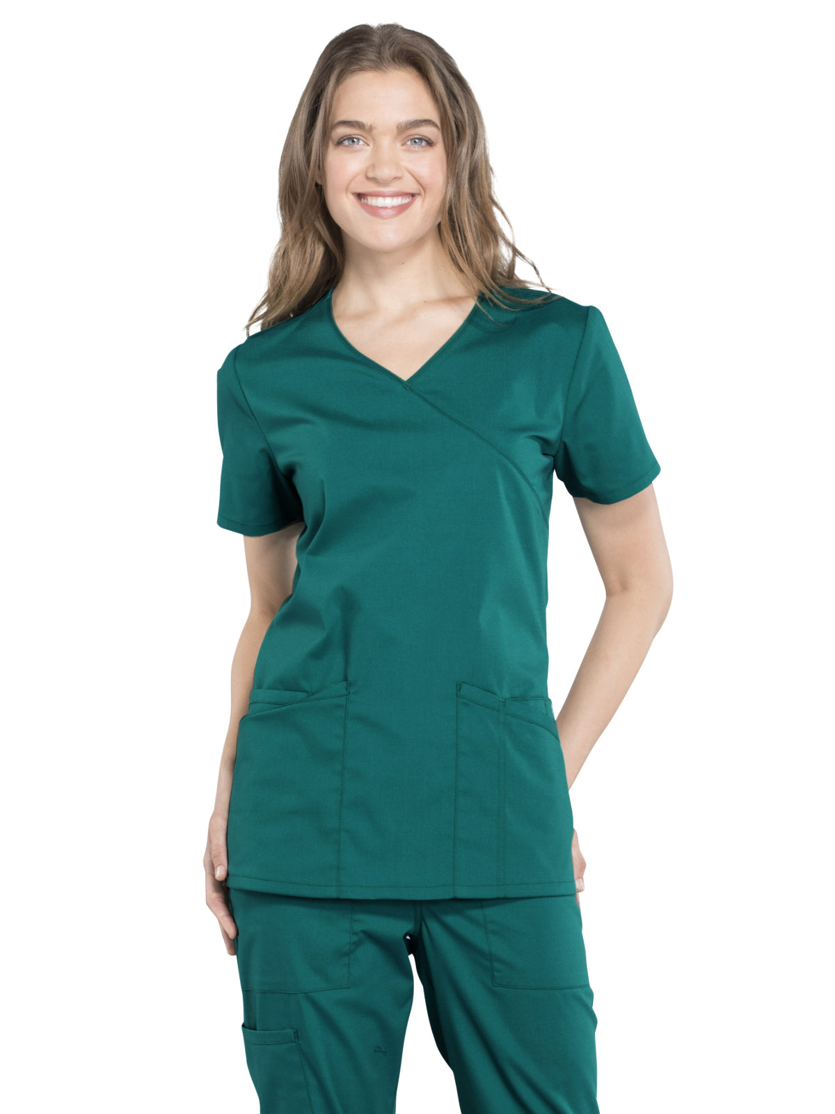 Women's 2-Pocket Mock Wrap Scrub Top