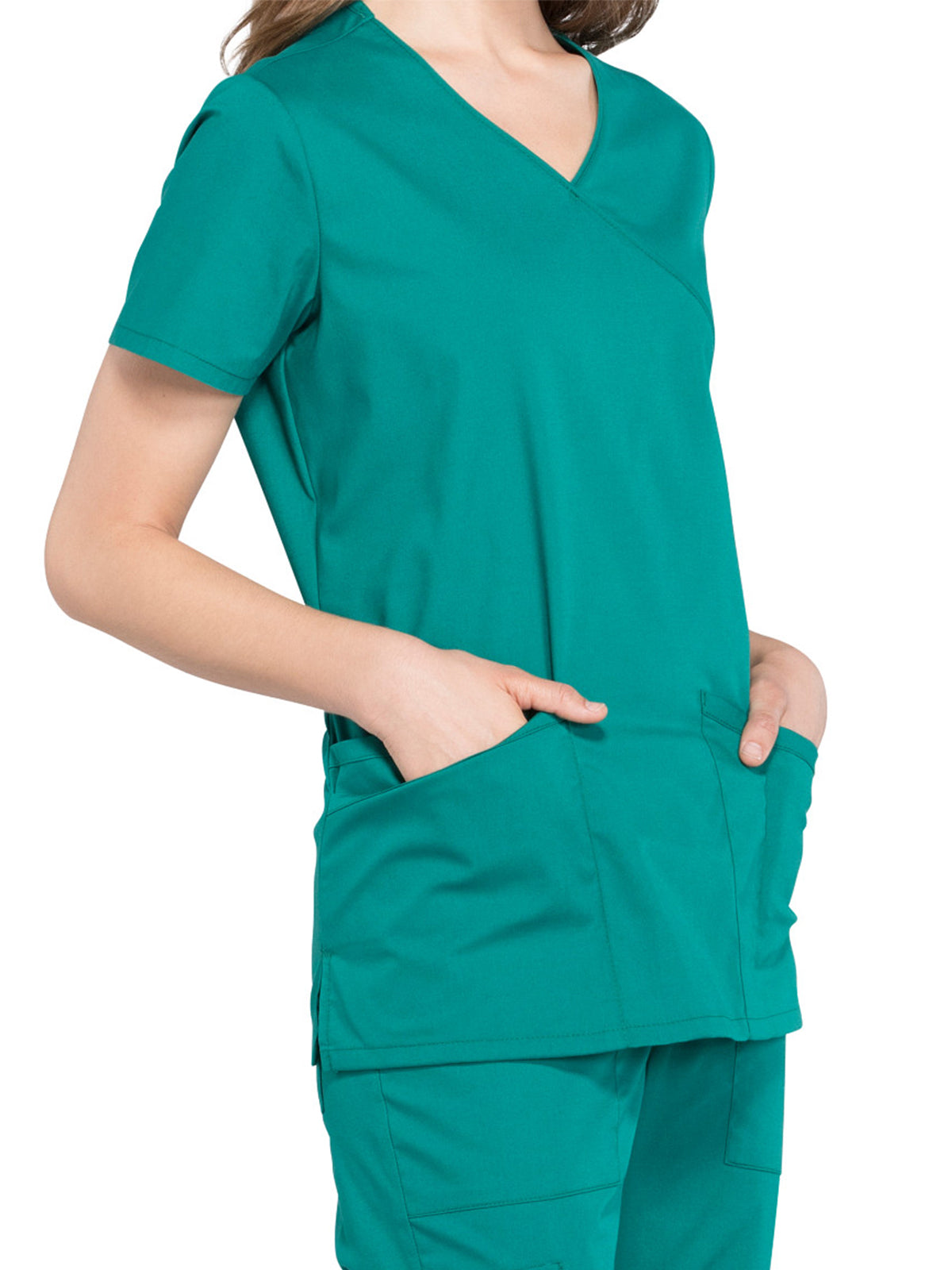 Women's 2-Pocket Mock Wrap Scrub Top