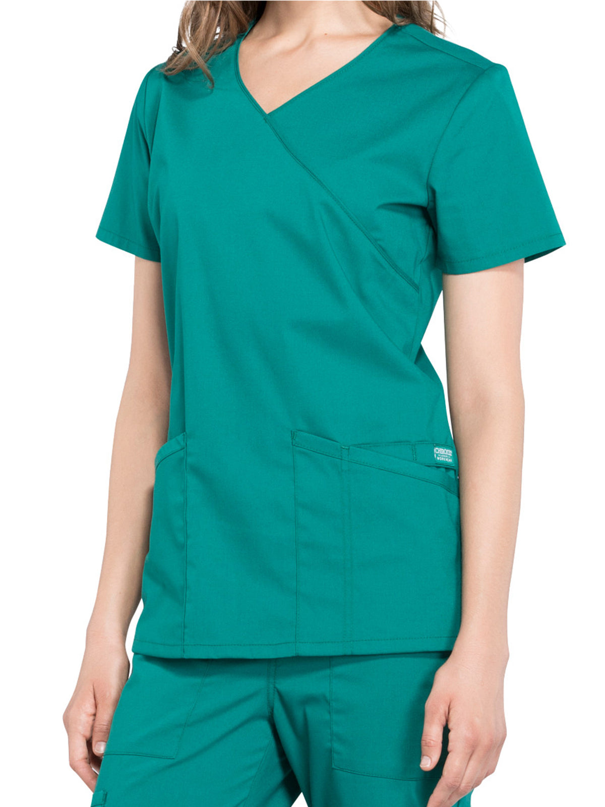 Women's 2-Pocket Mock Wrap Scrub Top