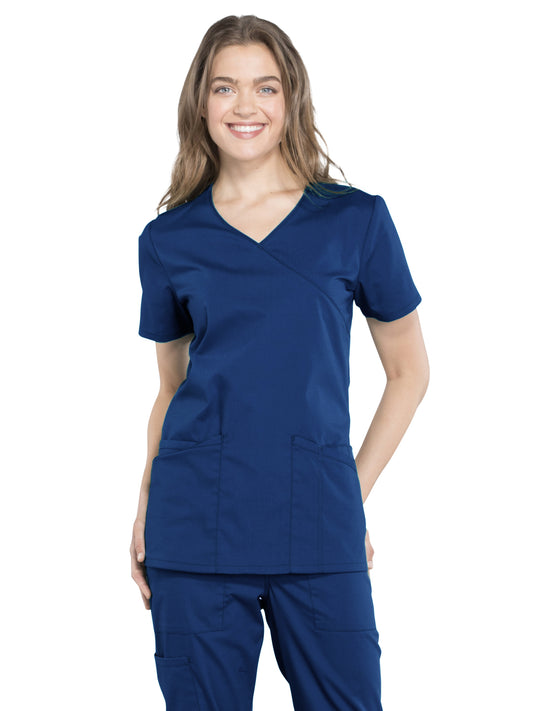 Women's 2-Pocket Mock Wrap Scrub Top