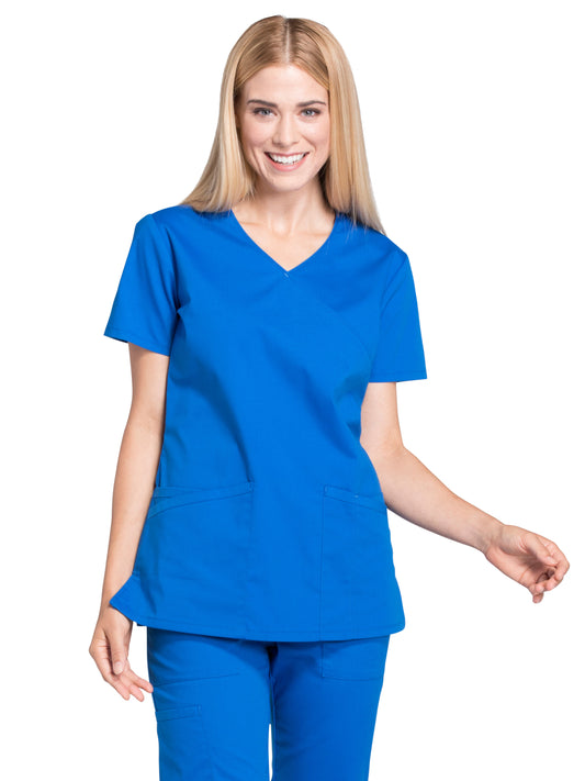 Women's 2-Pocket Mock Wrap Scrub Top