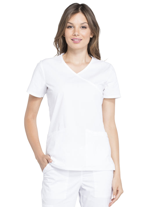 Women's 2-Pocket Mock Wrap Scrub Top