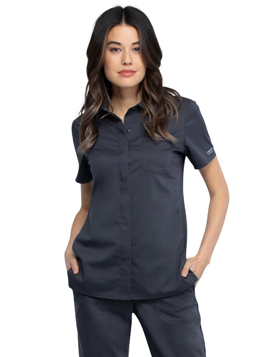 Women's 3-Pocket Hidden Snap Front Collar Shirt