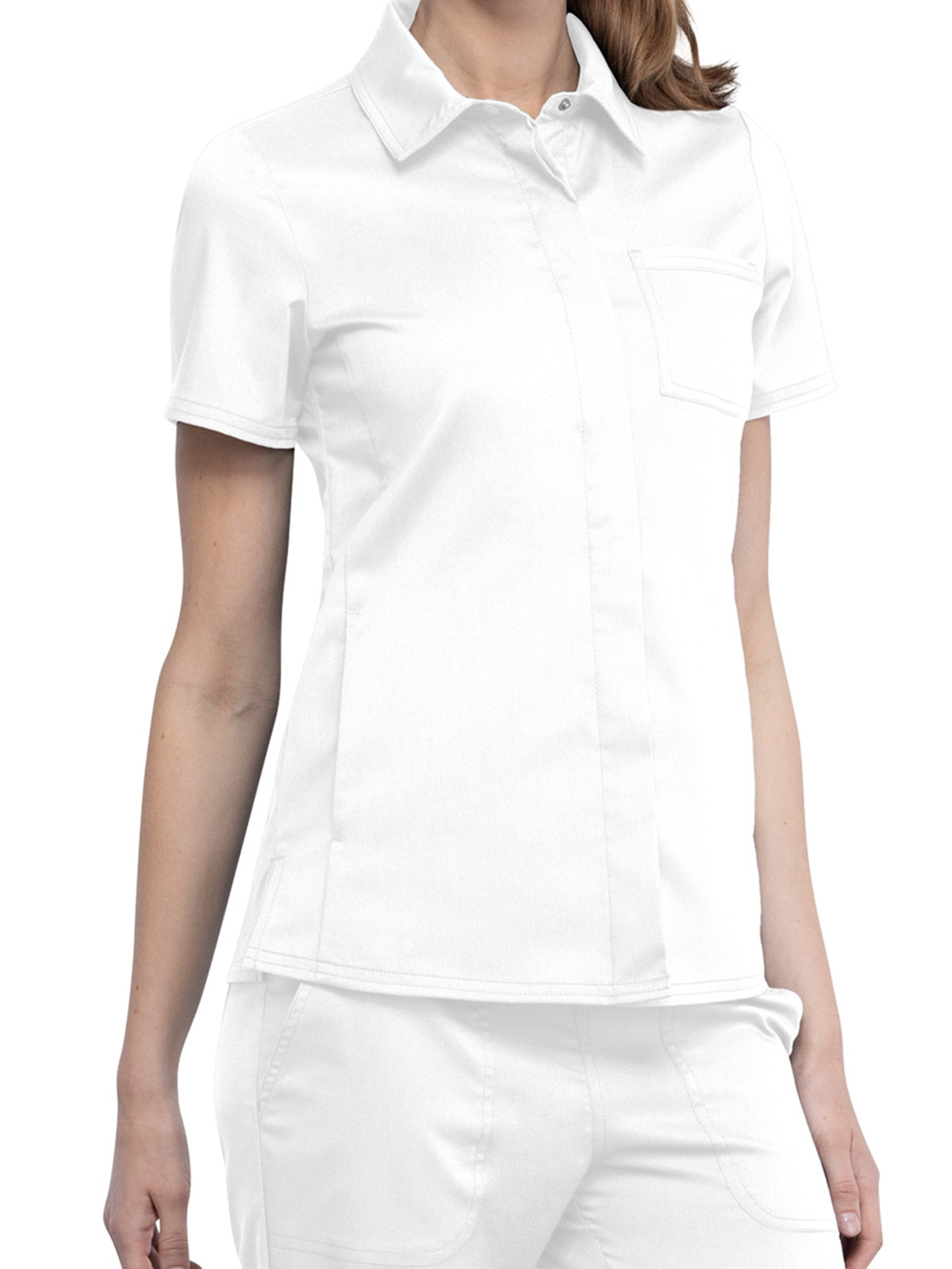 Women's 3-Pocket Hidden Snap Front Collar Shirt