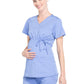 Women's 2-Pocket Maternity Mock Wrap Scrub Top