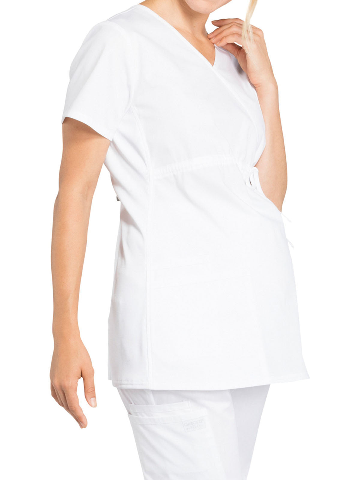 Women's 2-Pocket Maternity Mock Wrap Scrub Top