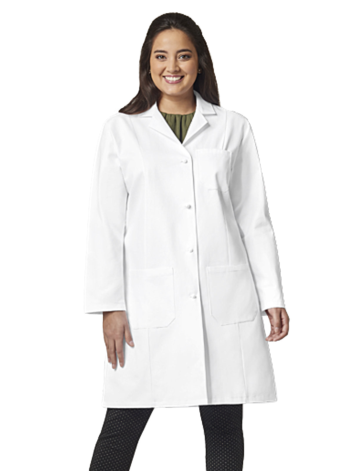 Women's Three-Pocket 39" Full-Length Knot Button Lab Coat