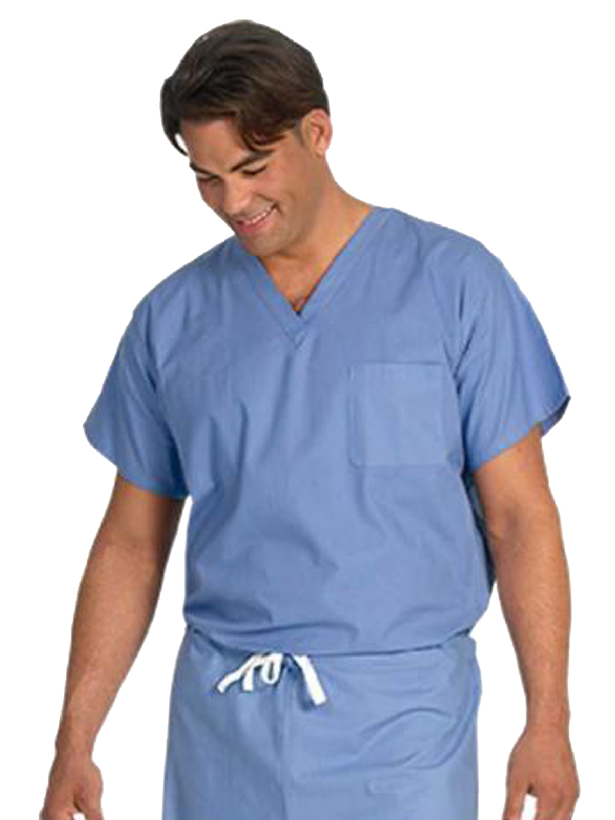 Unisex Reversible V-Neck Scrub Top in Ciel Blue