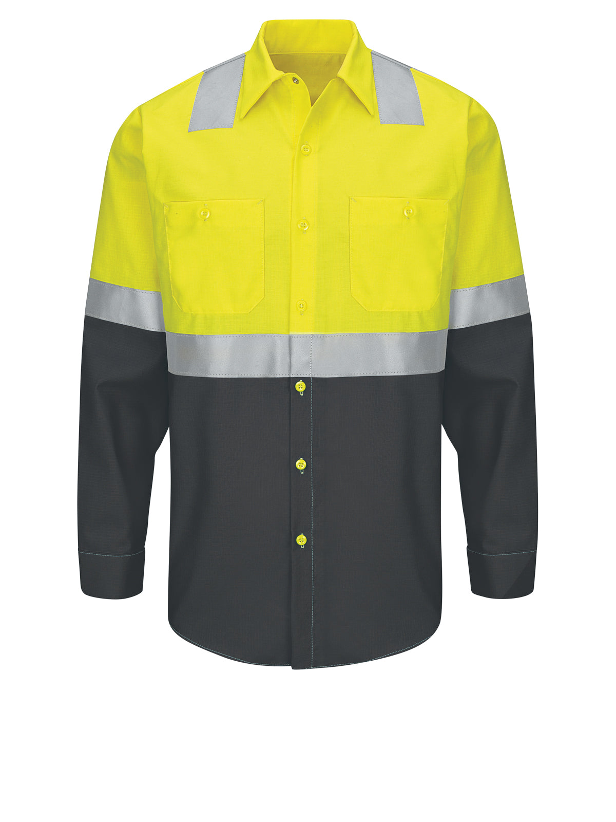 Men's Hi-Visibility Long Sleve Ripstop Work Shirt