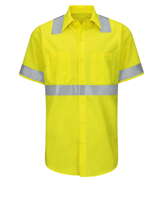 Men's Hi-Visibility Short Sleve Ripstop Work Shirt