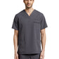 Men's 3-Pocket Stripe Detail Chest Pocket V-Neck Scrub Top