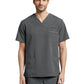 Men's 3-Pocket Stripe Detail Chest Pocket V-Neck Scrub Top