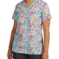 Women's 3-Pocket V-Neck Printed Scrub Top