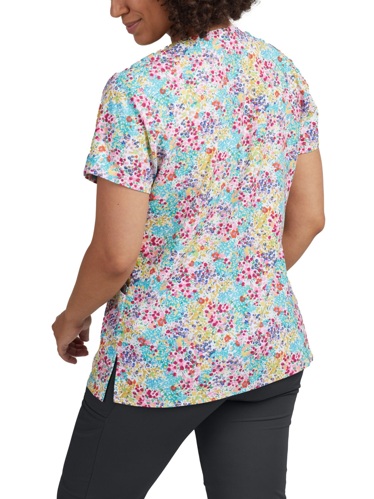 Women's 3-Pocket V-Neck Printed Scrub Top