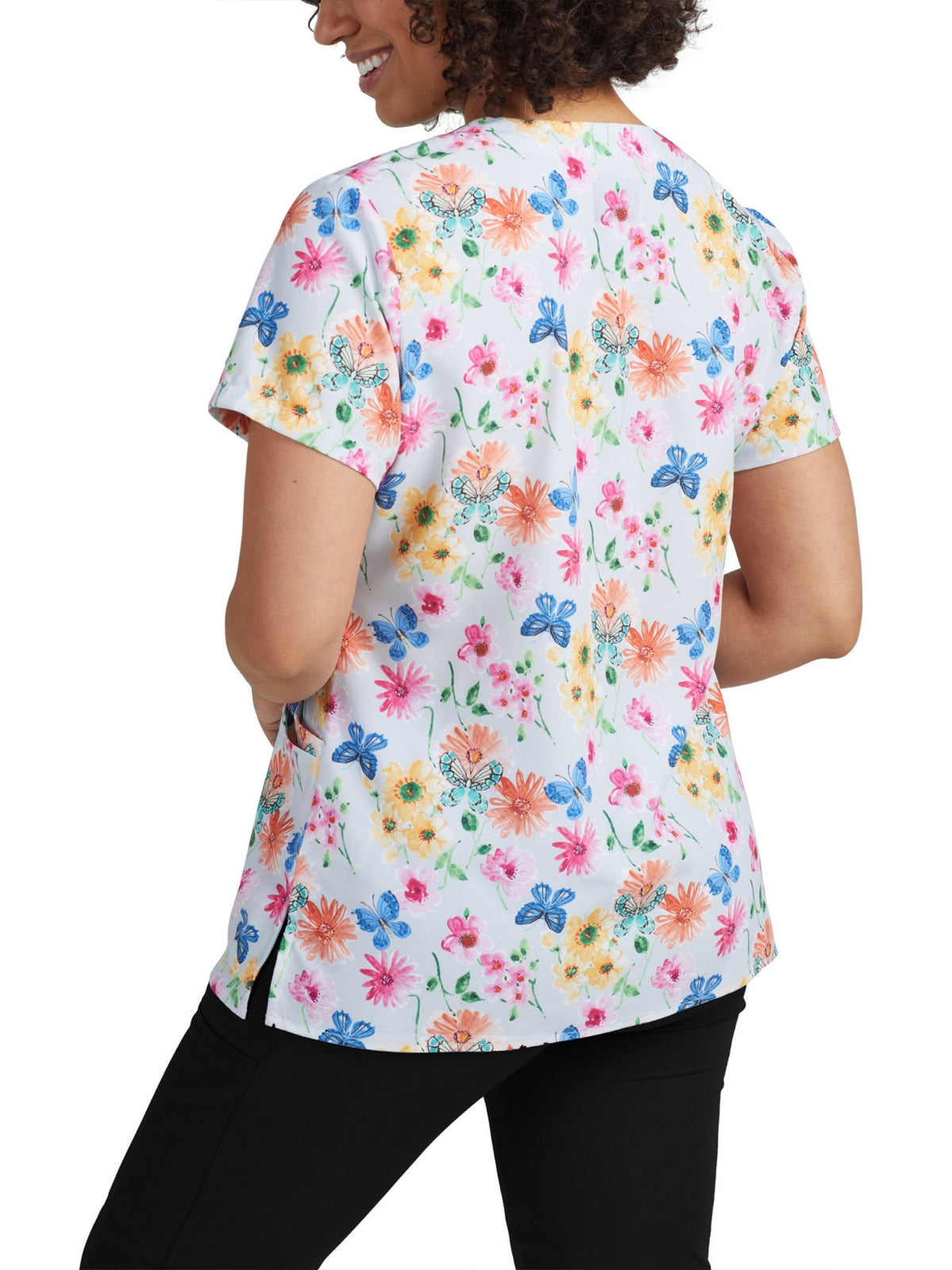 Women's 3-Pocket V-Neck Printed Scrub Top