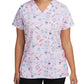 Women's 3-Pocket V-Neck Printed Scrub Top