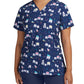 Women's 3-Pocket V-Neck Printed Scrub Top