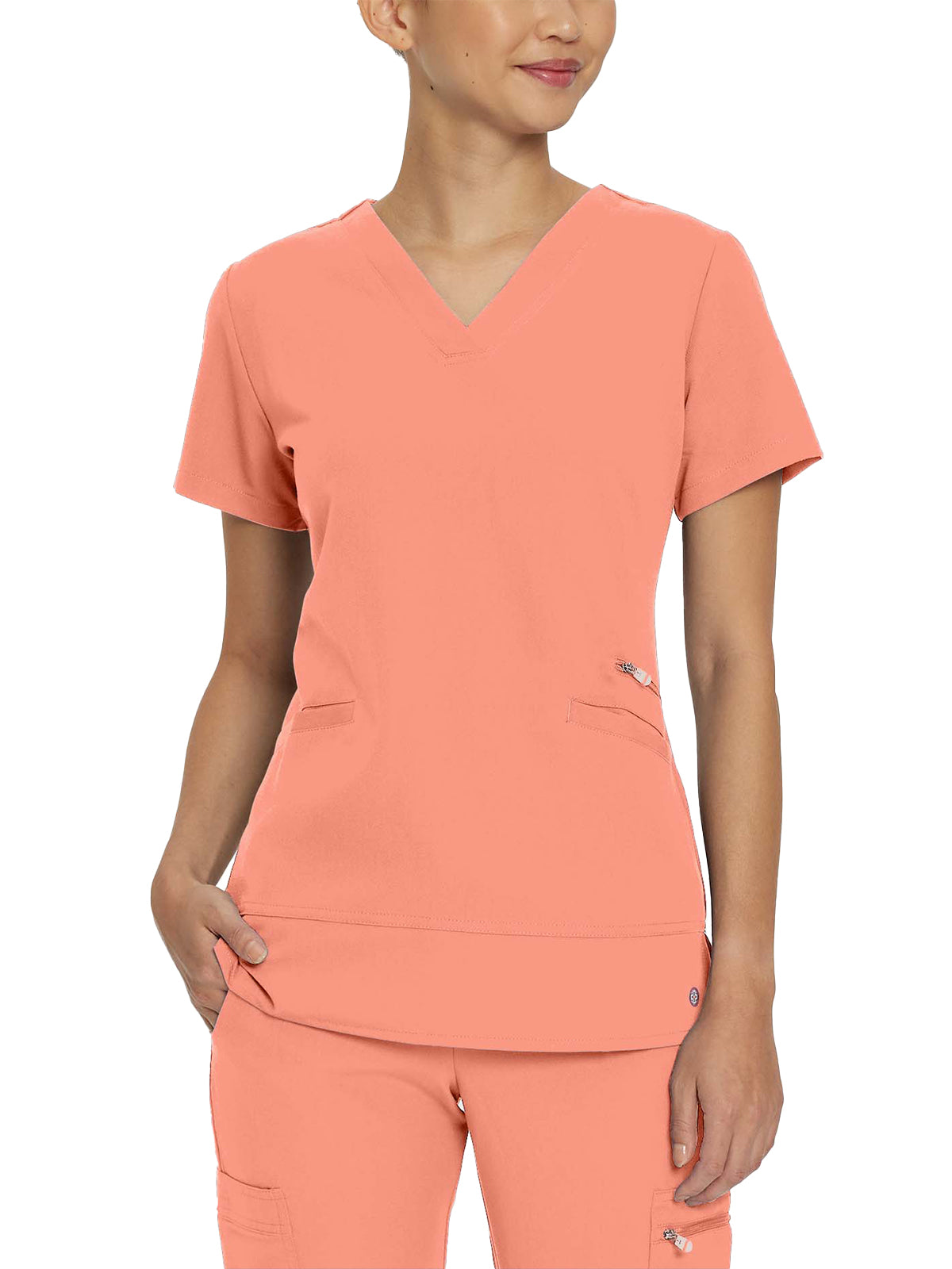 Women's 3-Pocket Stylized Seam V-Neck Scrub Top