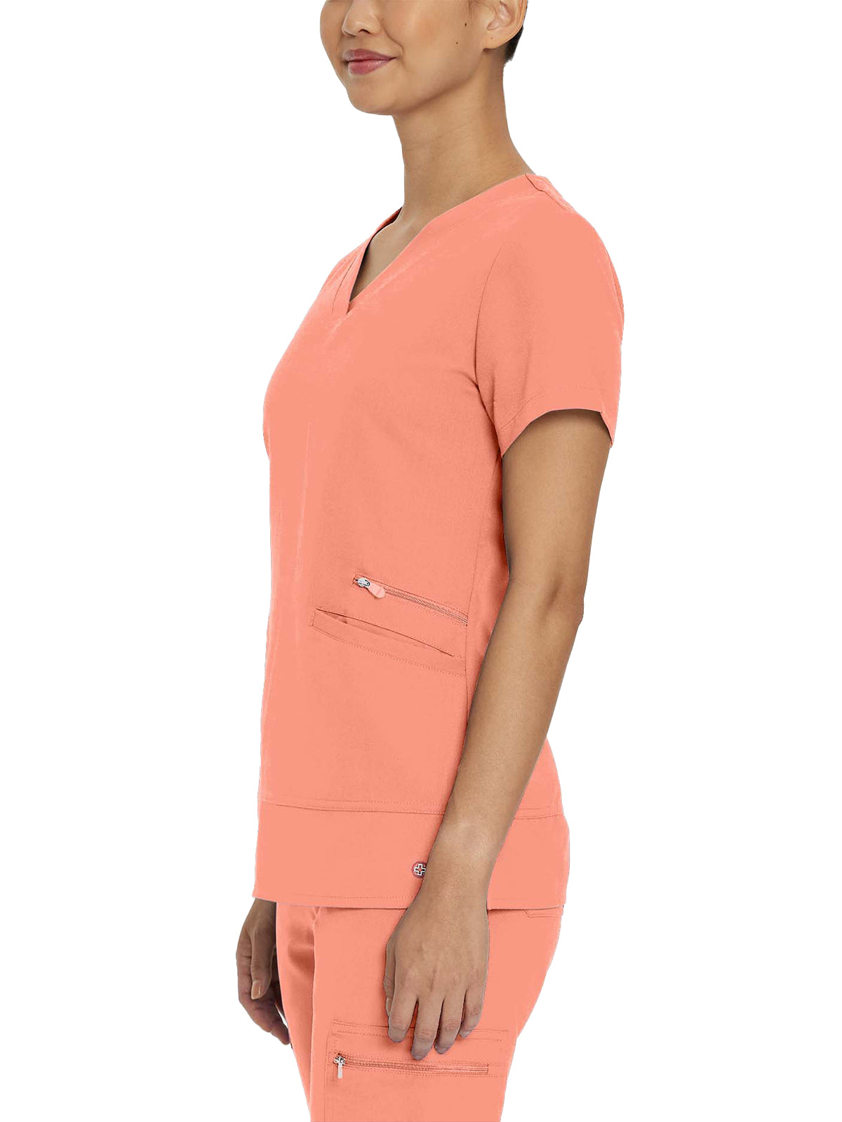 Women's 3-Pocket Stylized Seam V-Neck Scrub Top