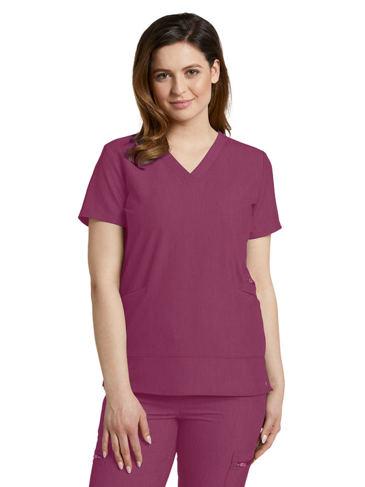 Women's 3-Pocket Stylized Seam V-Neck Scrub Top