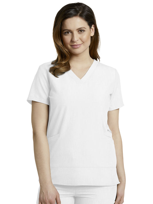 Women's 3-Pocket Stylized Seam V-Neck Scrub Top