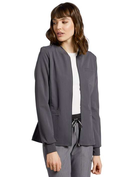 Women's 3-Pocket Crew Neck Warm-Up Scrub Jacket