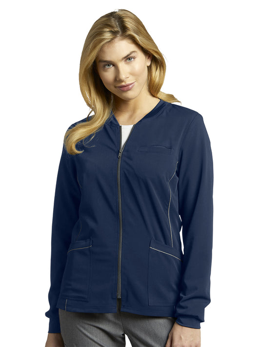 Women's 3-Pocket Crew Neck Warm-Up Scrub Jacket