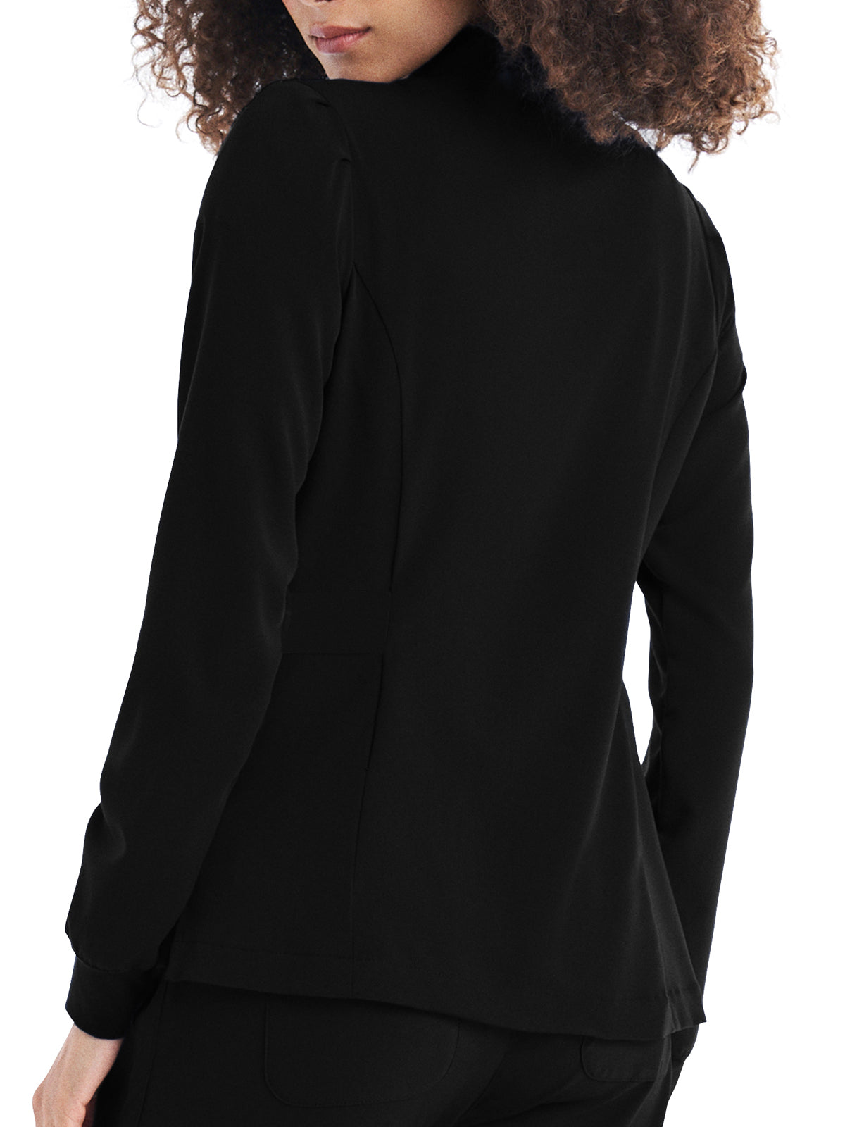 Women's 2-Pocket Mock Neck Zip-Front Scrub Jacket