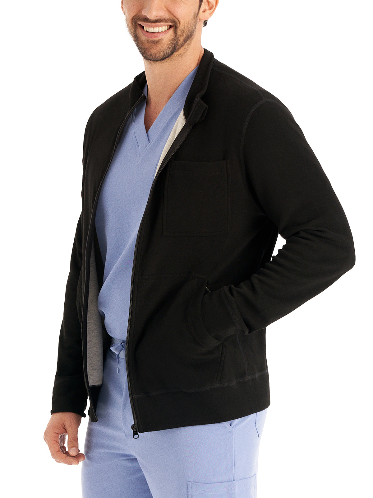 Unisex 5-Pocket Reversible Zip-Front Scrub Jacket