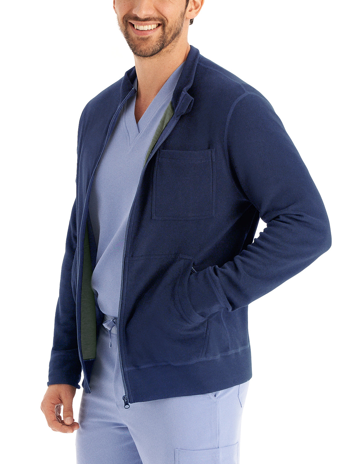 Unisex 5-Pocket Reversible Zip-Front Scrub Jacket