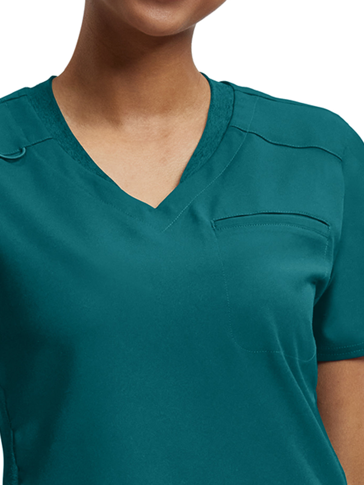 Women's Knit Collar V-Neck Scrub Top