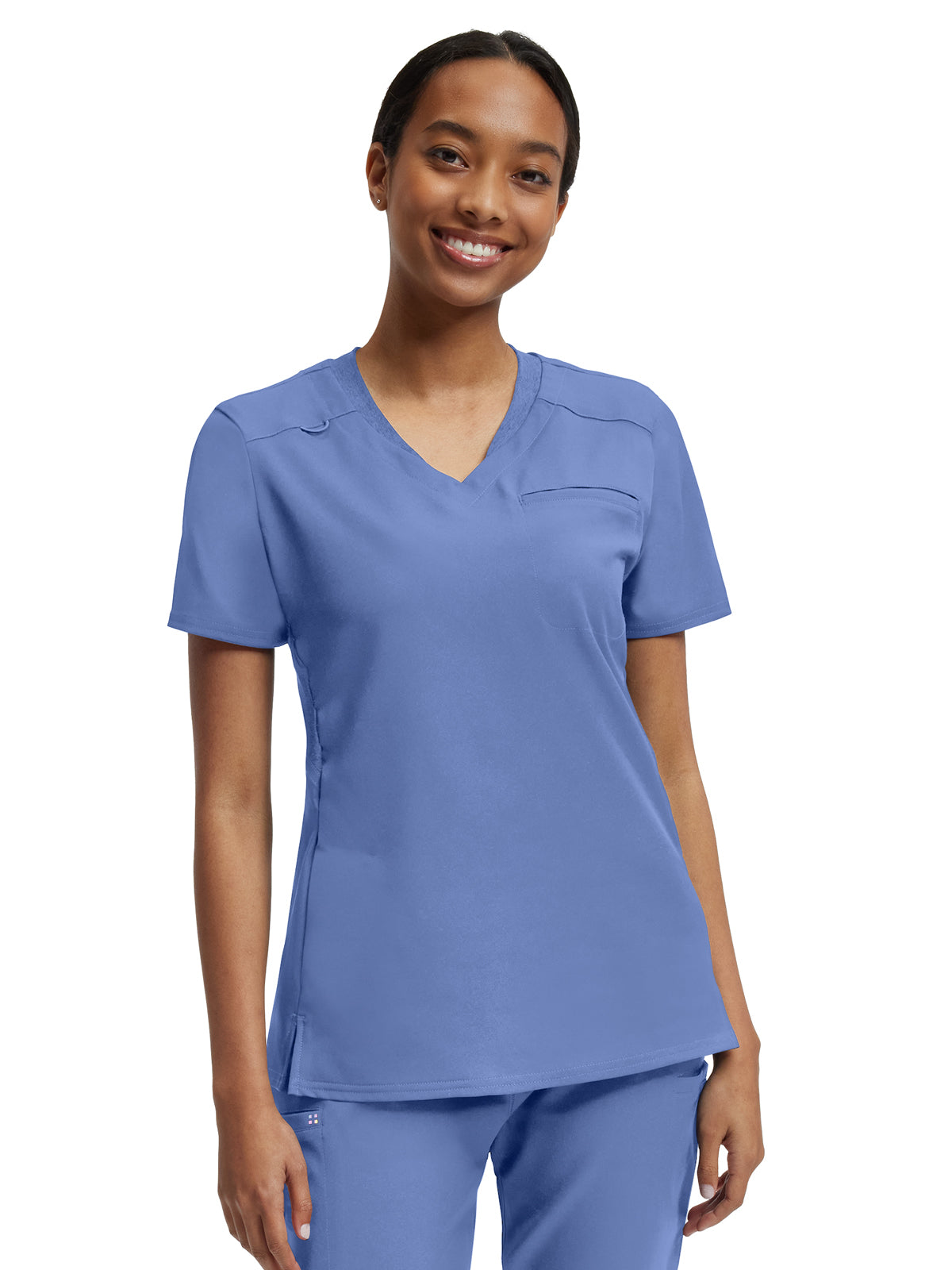 Women's Knit Collar V-Neck Scrub Top